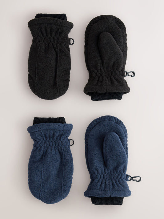 Disney Kidz - Black/Navy Fleece Mitts Gloves 2 Pack (3mths-6yrs) image 1