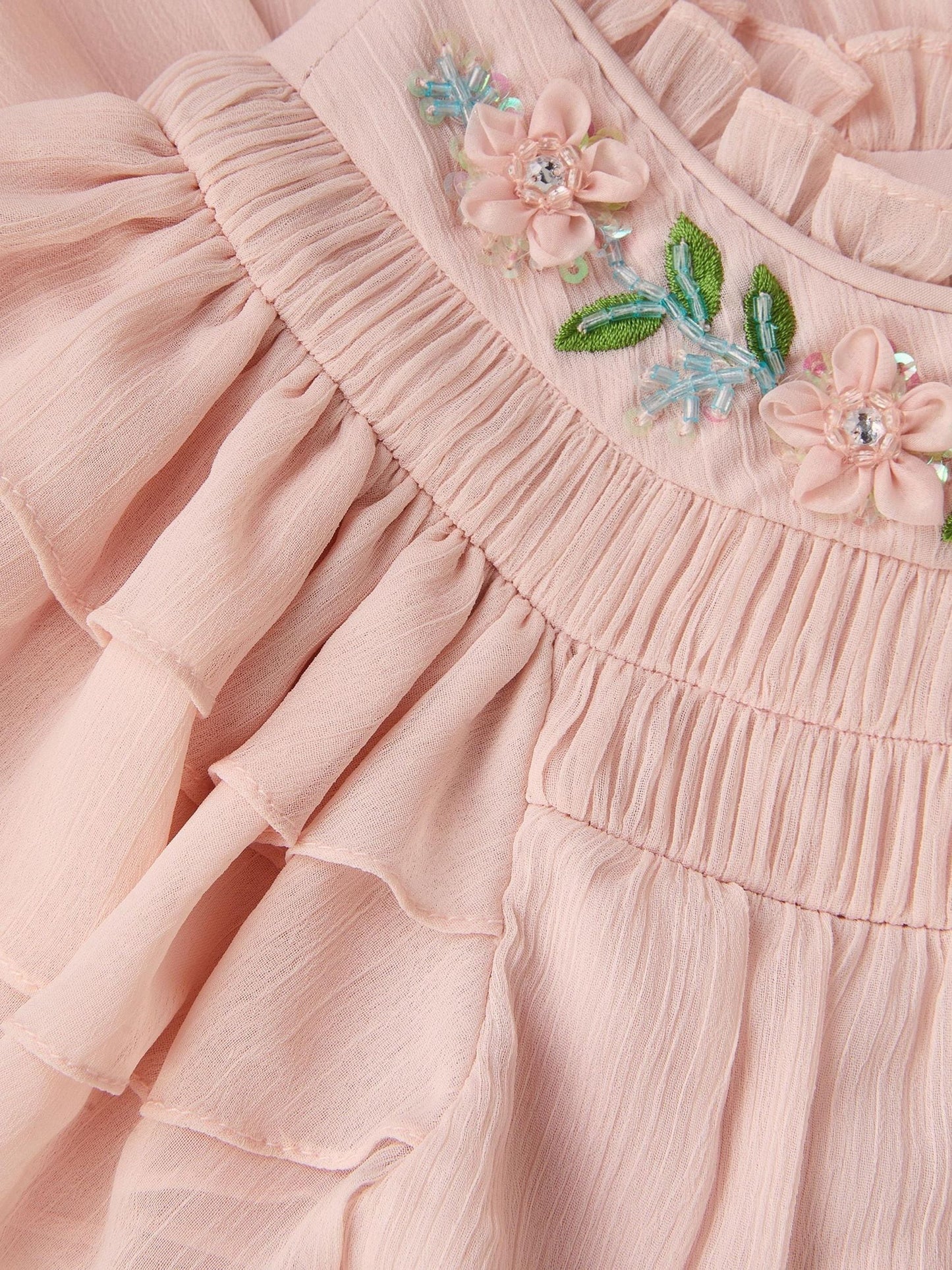 Monsoon Pink Carmen Embellished Collar Tiered Dress image 4