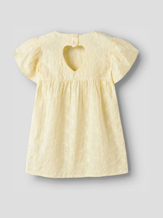 Dsiney Kidz - Name It Yellow Puff Sleeve Woven Dress With Cut Out Heart Detail image 2
