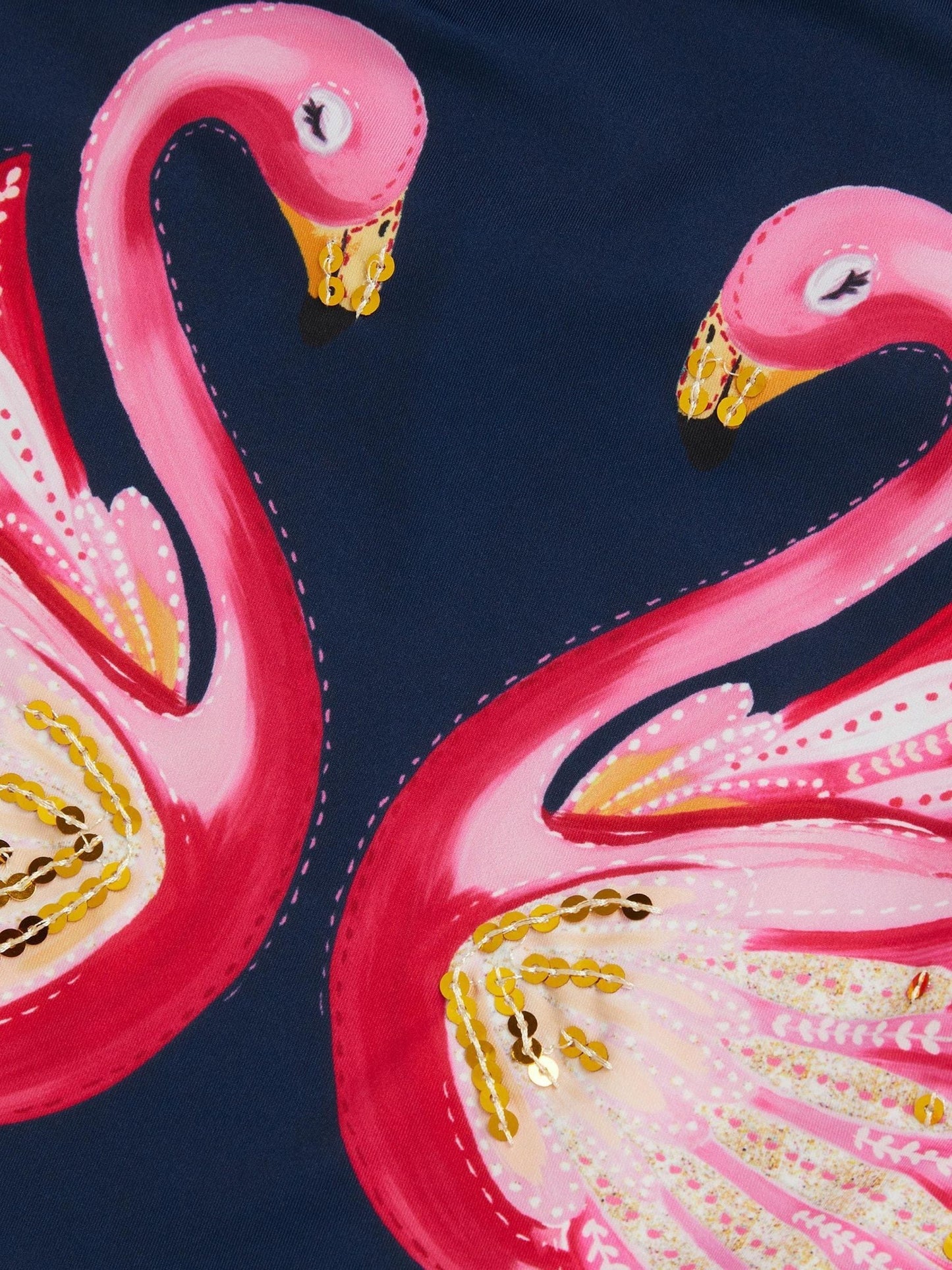 Monsoon Blue Sequin Flamingo Frill Swimsuit image 3