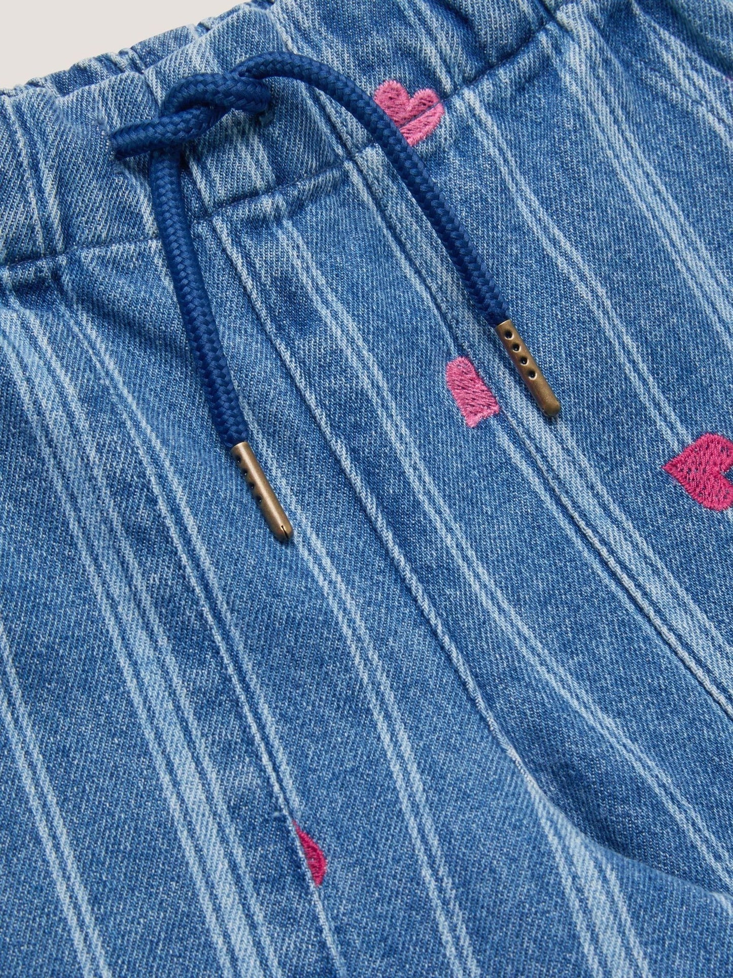 Dsiney Kidz - Monsoon Blue Embroidered Heart Stripe Denim Jeans image 4
