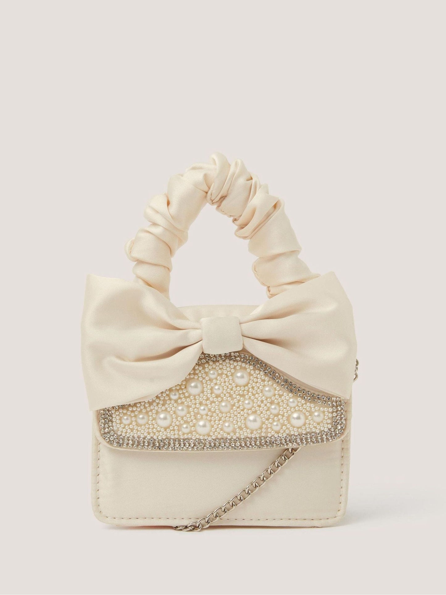 Monsoon Cream Pearl Embellished Bow Bag image 1