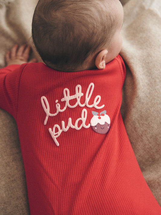 Red Little Pud Two Way Zip Baby Christmas Sleepsuit (0mths-3yrs) - image 2
