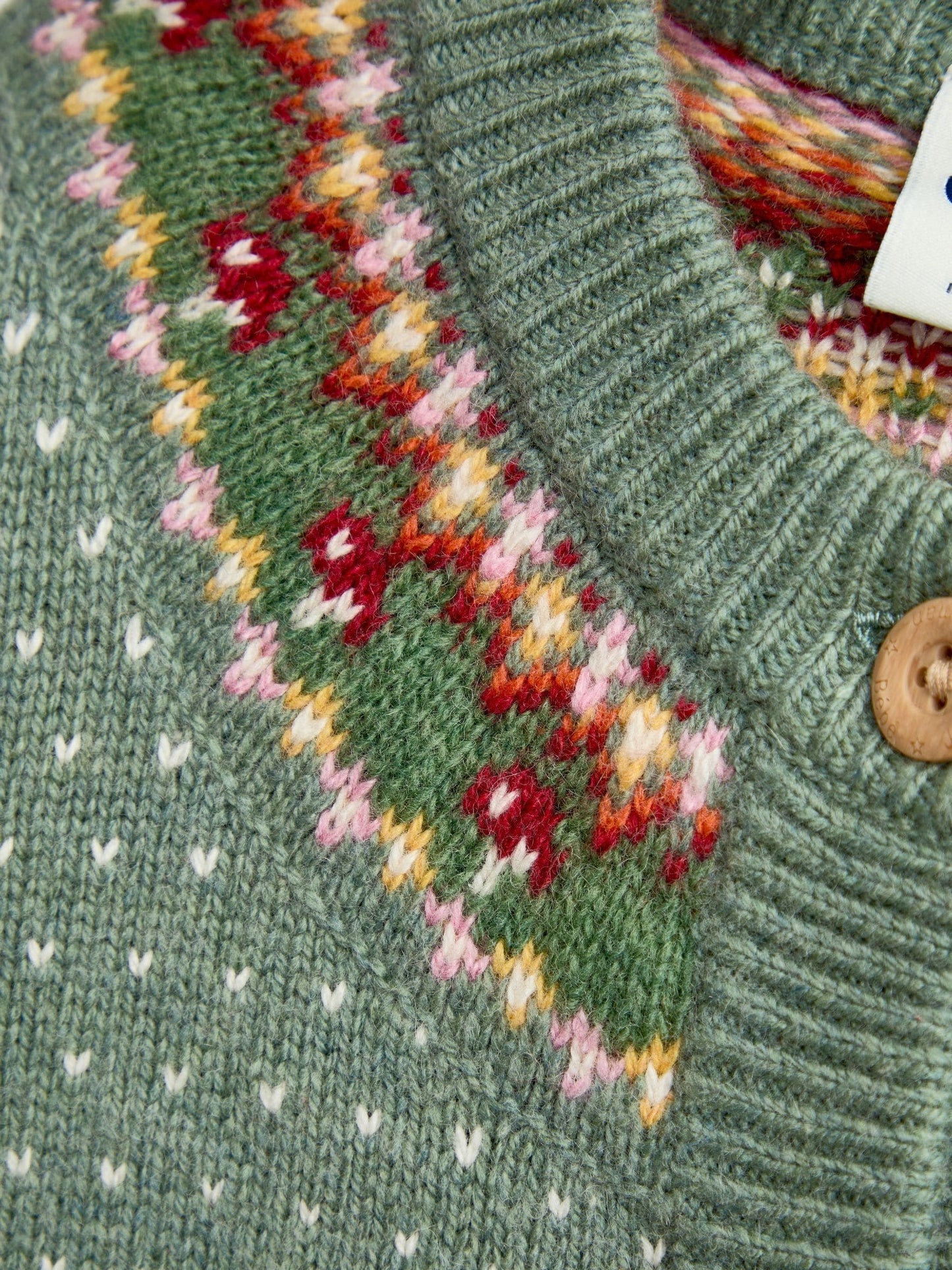 Dsiney Kidz - Jojo Maman Bébé Sage Green Fox Fairisle Cardigan image 4