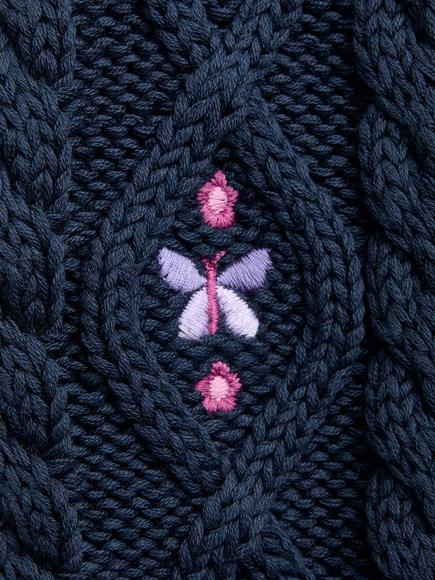 Dsiney Kidz - JoJo Maman Bébé Blue Embroidered Cable Knit Cardigan image 4