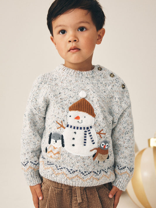Grey Christmas Crew Neck Jumper (3mths-10yrs) - image 1