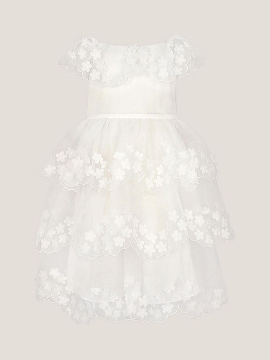 Monsoon Cream Rebecca Appliqué Floral Scallop Dress image 2