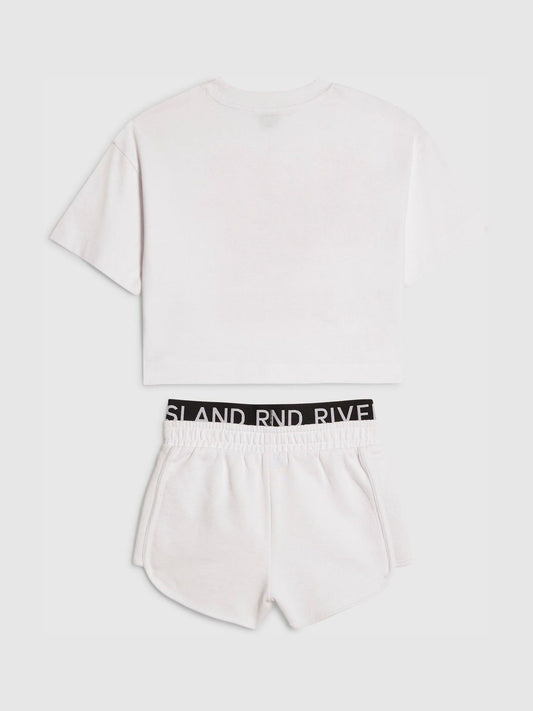Dsiney Kidz - River Island White Berry Iconic T-Shirt & Runner Set image 2