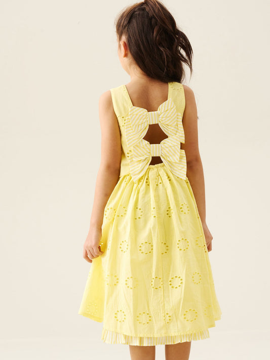 Dsiney Kidz - Angel & Rocket Yellow Natalie Broderie Bow Back Dress image 2