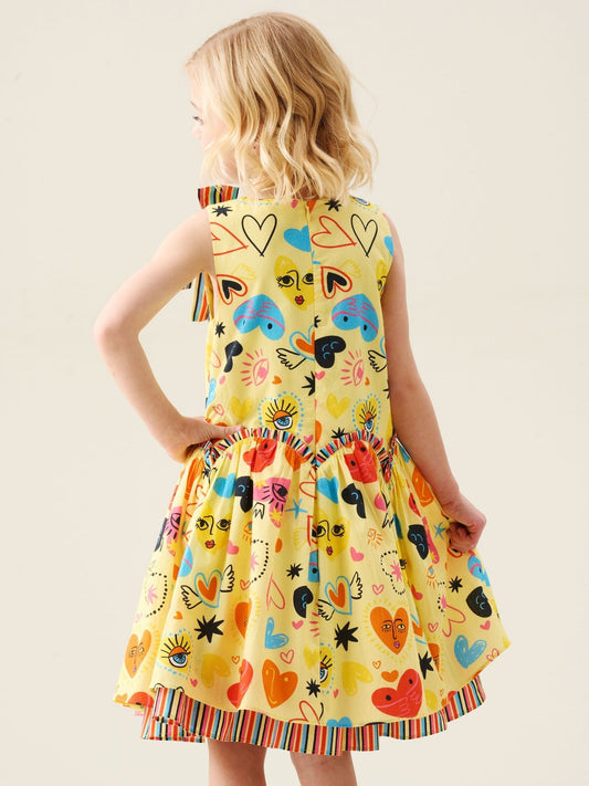 Dsiney Kidz - Angel & Rocket Yellow Quinn Heart Print Dress image 2