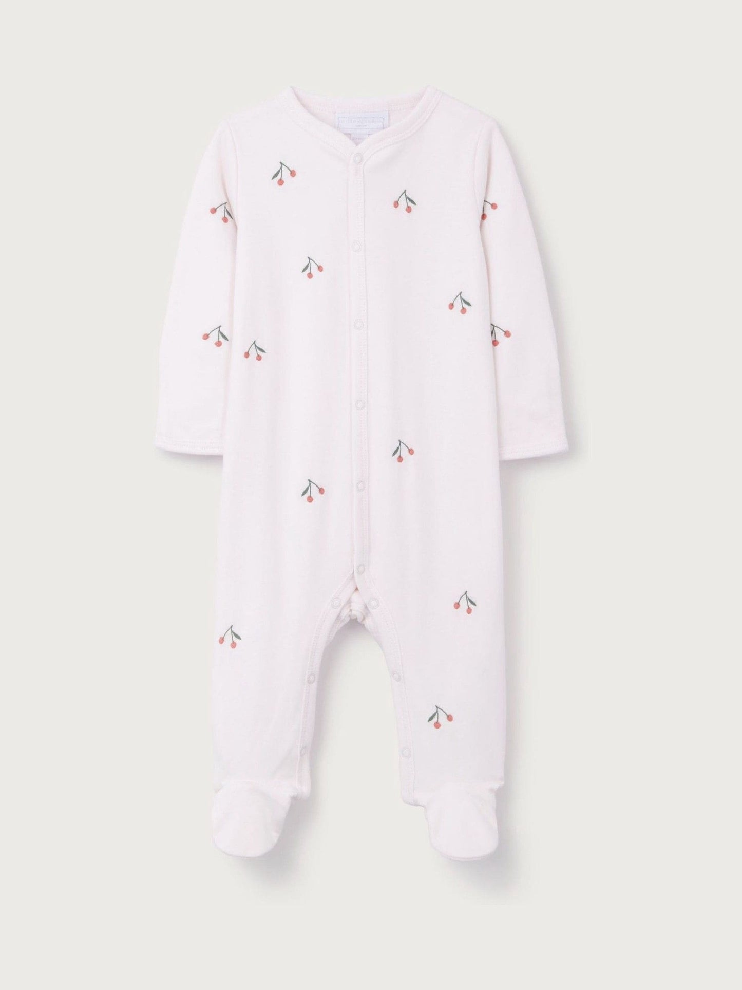 The White Company Pink Cotton Cherry Embroidered Sleepsuit image 5