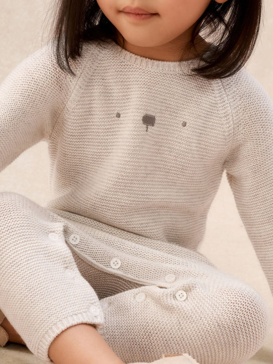 The White Company Cream Bear Romper With Cashmere image 2
