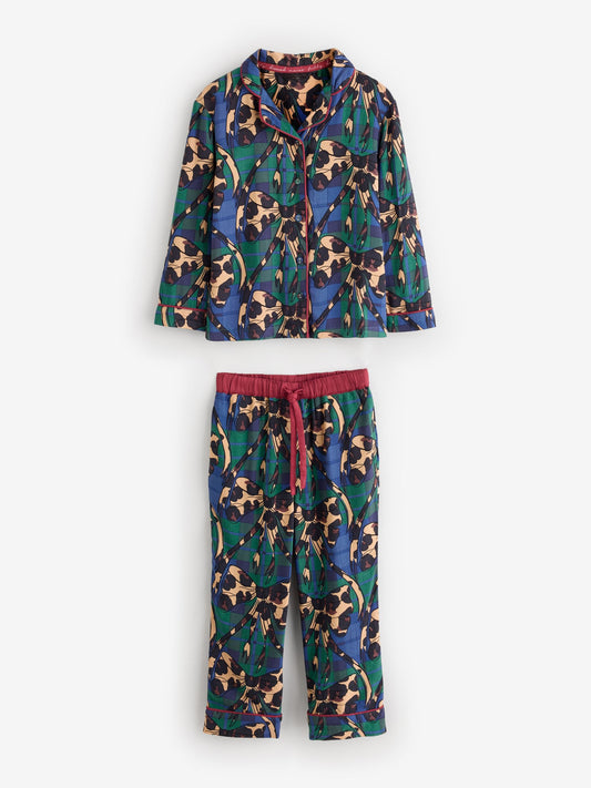 Never Fully Dressed Check Animal Bow Viscose Kids Christmas Button Through Pyjamas - image 1