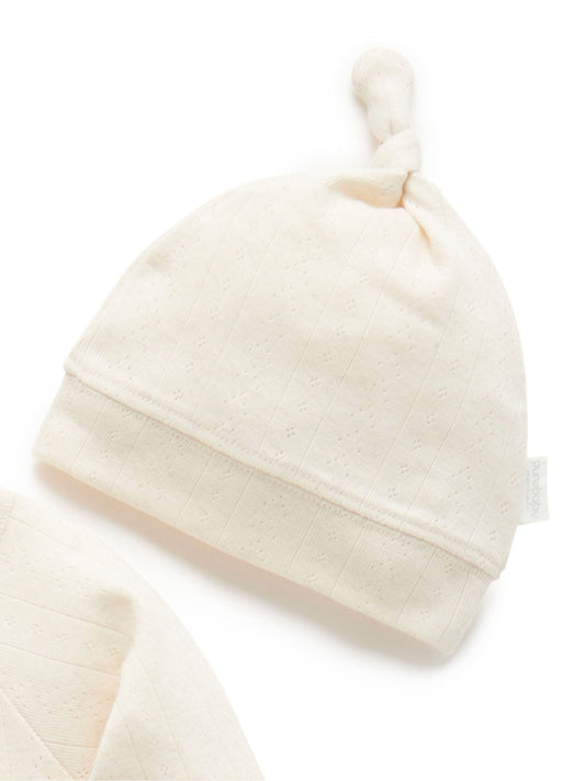 Purebaby Natural Pointelle Sleepsuit & Hat Pack image 2