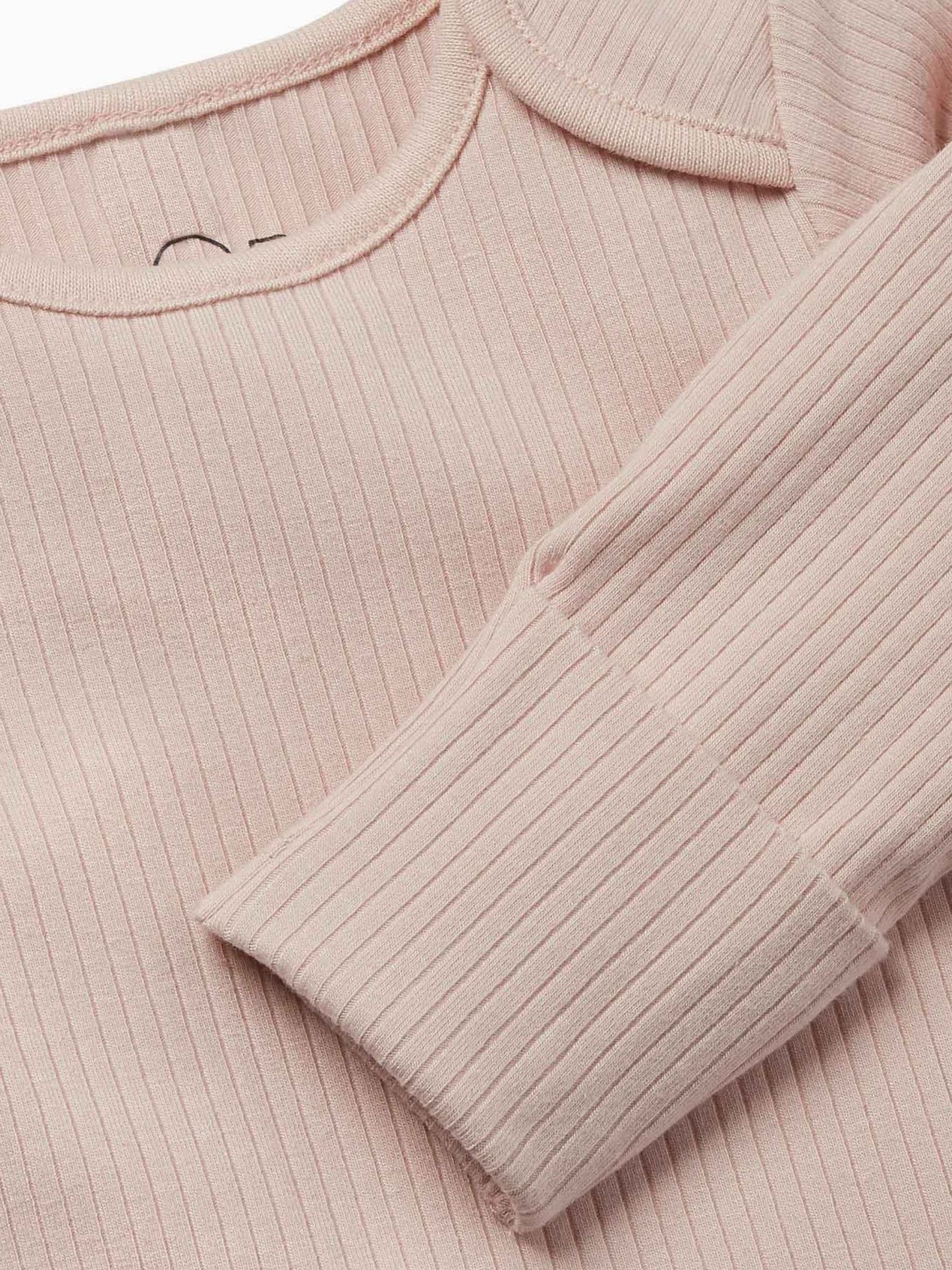 MORI Pink Ribbed Stretch Long Sleeve Envelope Neckline Bodysuit image 2