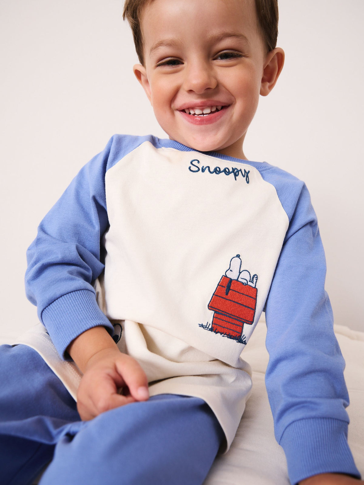 Blue/Ecru Snoopy Long Sleeve Jogger Pyjamas (12mths-10yrs) - image 6