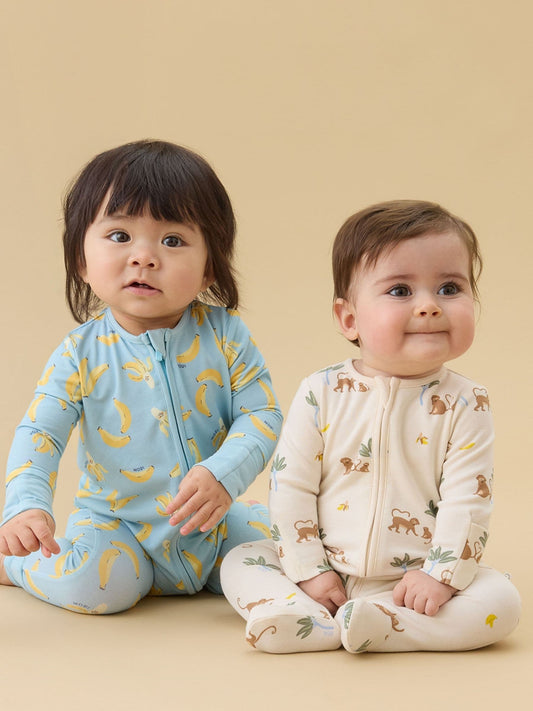MORI Blue Banana Bunch Clever Zip Supersoft Sleepsuit image 2