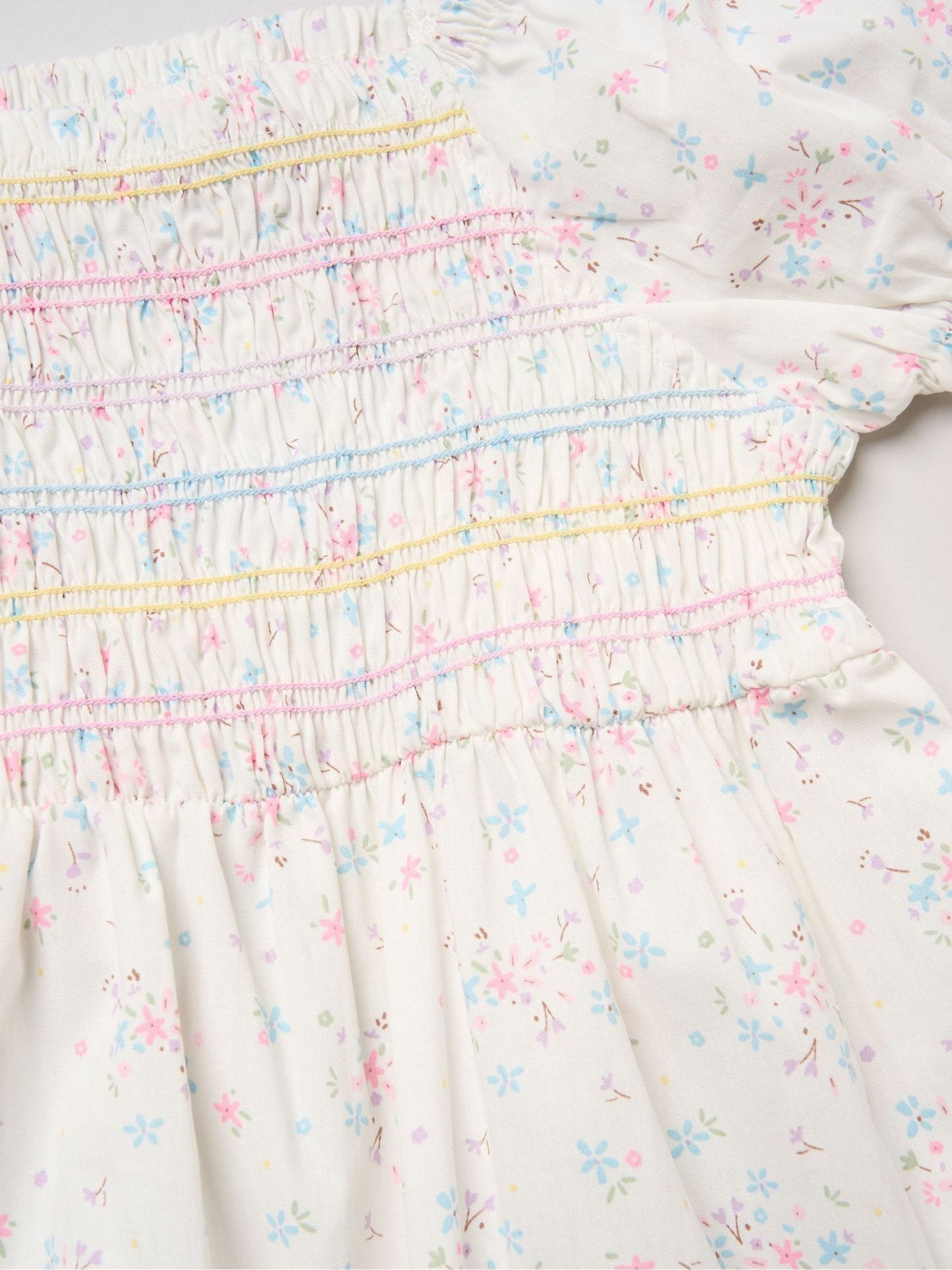 Miss White Floral Embroidered Smocked Dress Set image 3