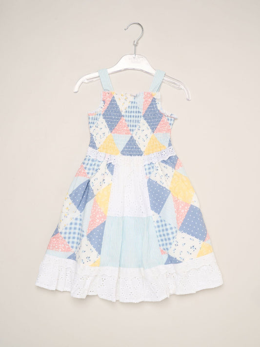Dsiney Kidz - Miss Blue Gingham Patchwork And Broderie Dress image 2