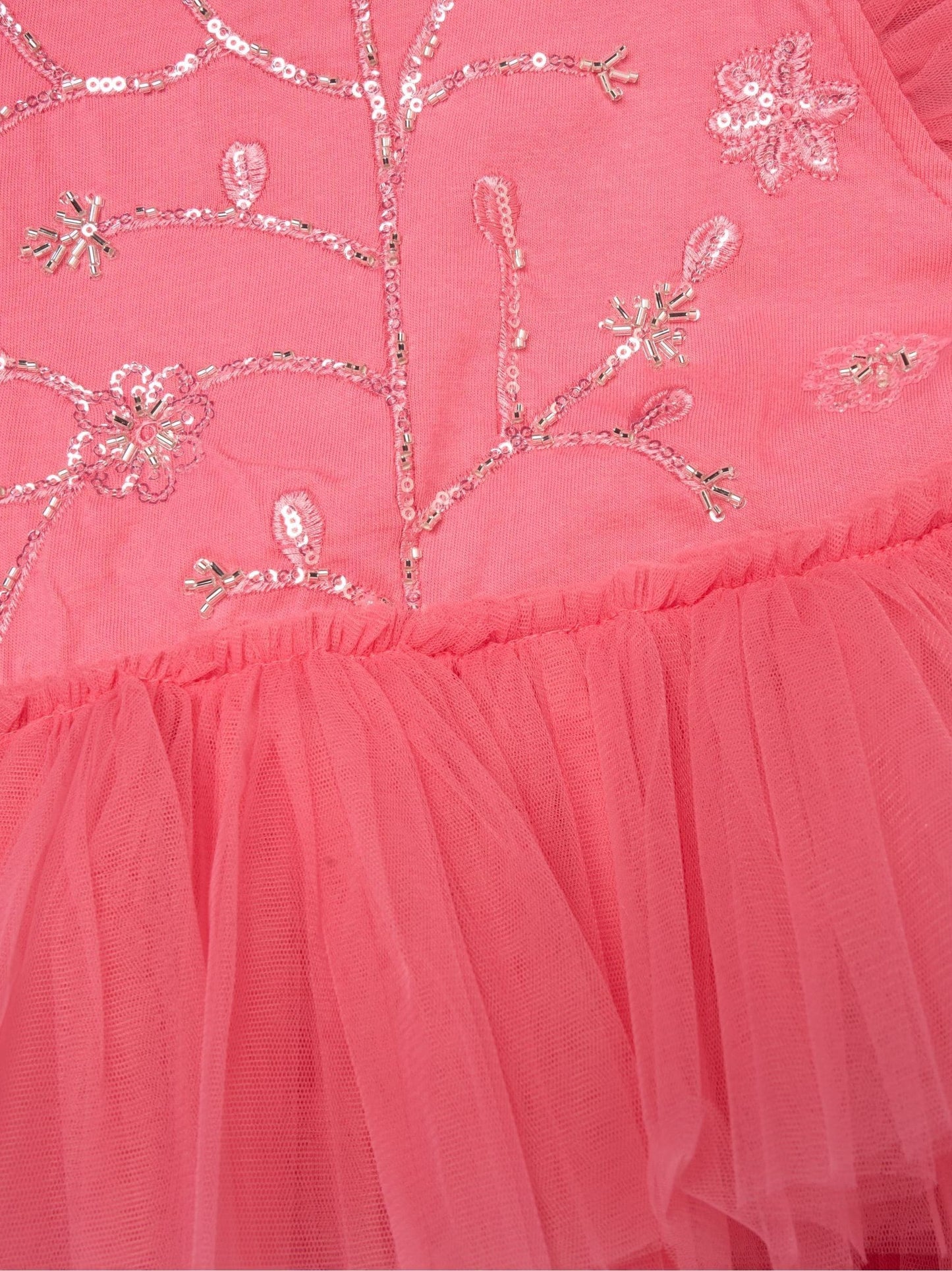 Dsiney Kidz - Miss Pink Embellished Floral Sequin Tulle Dress image 3