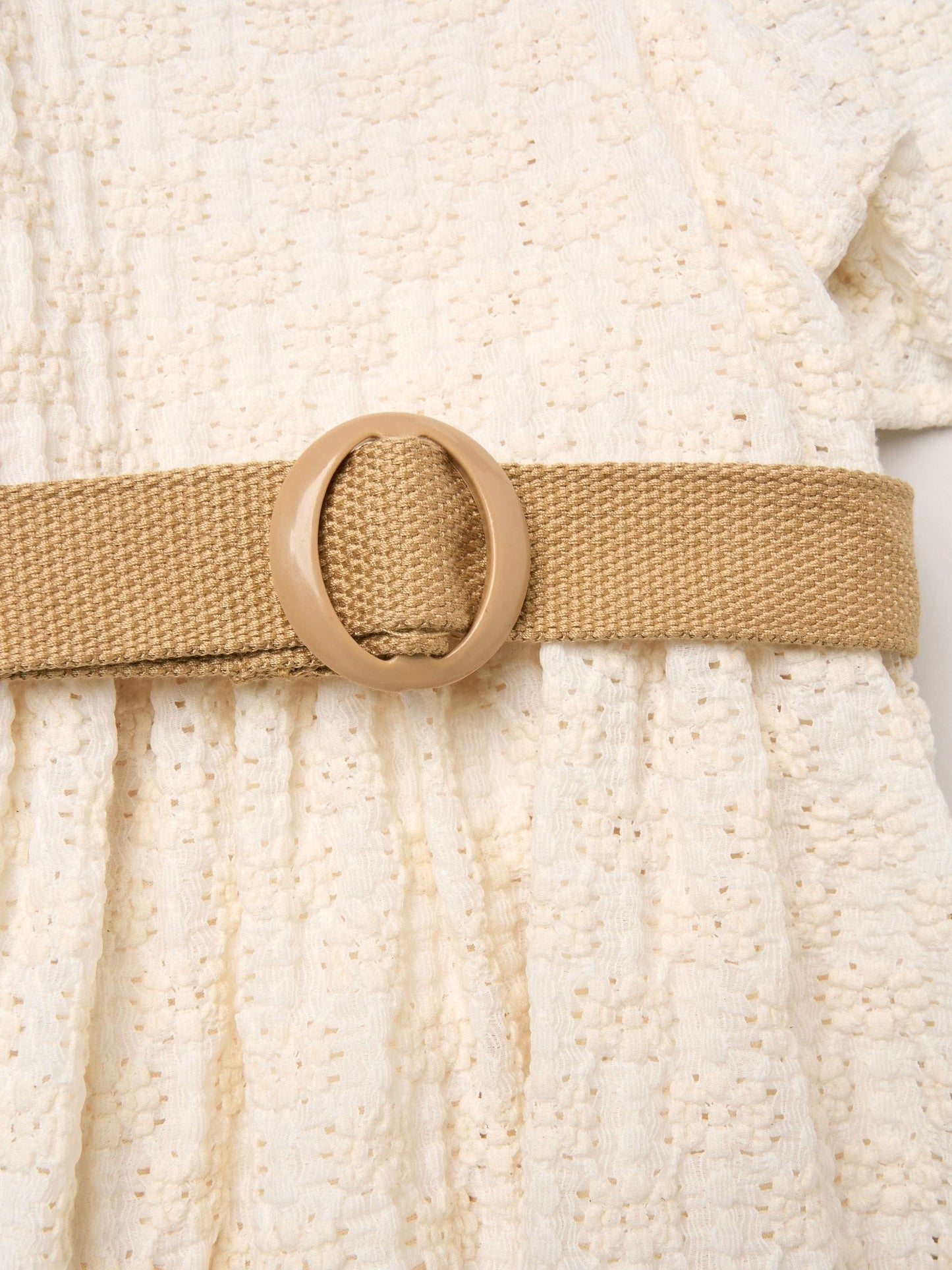Miss White Textured Dress And Belt Outfit Set image 3