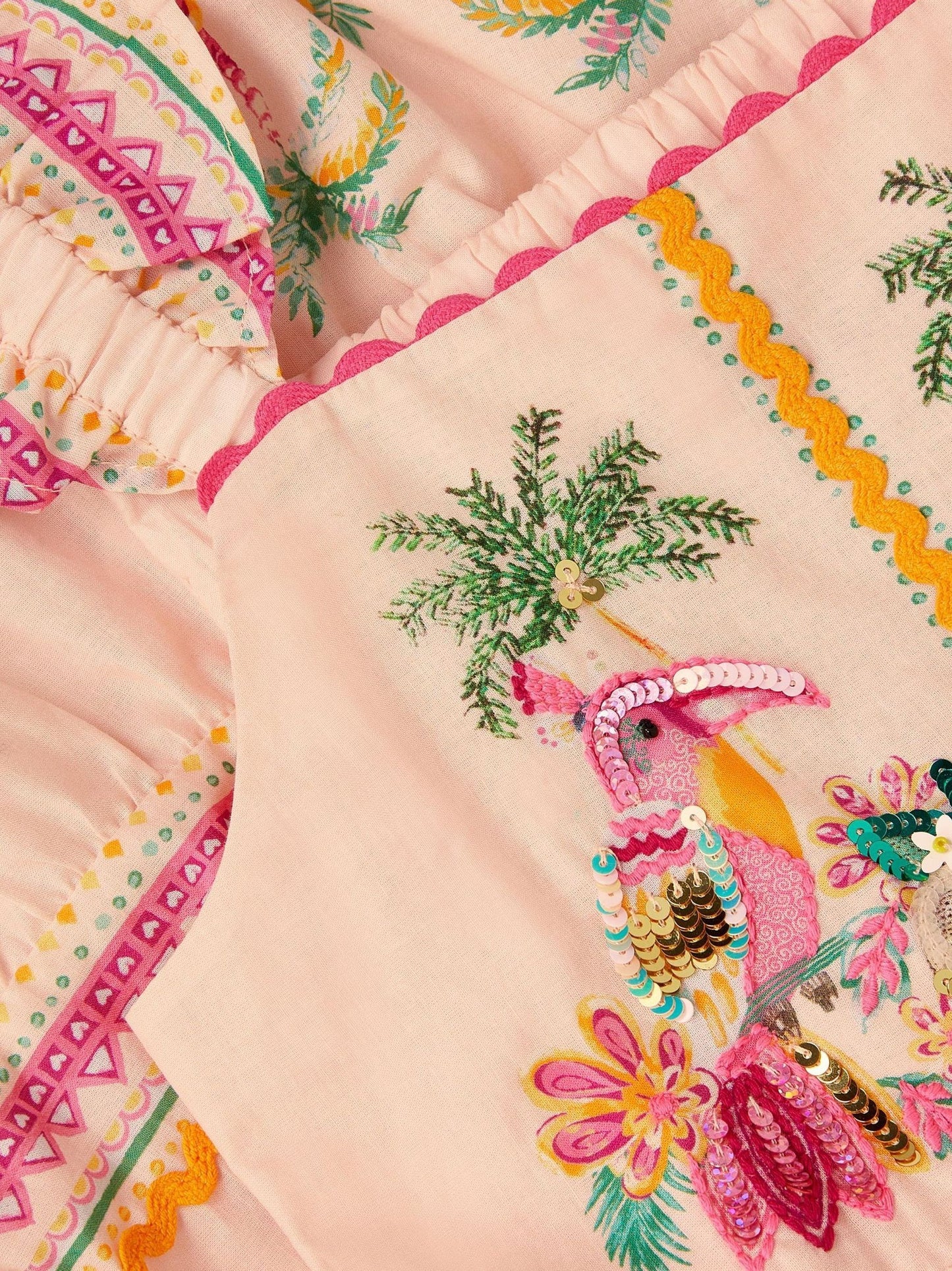 Monsoon Pink Tina Tropical Toucan Embellished Dress image 4