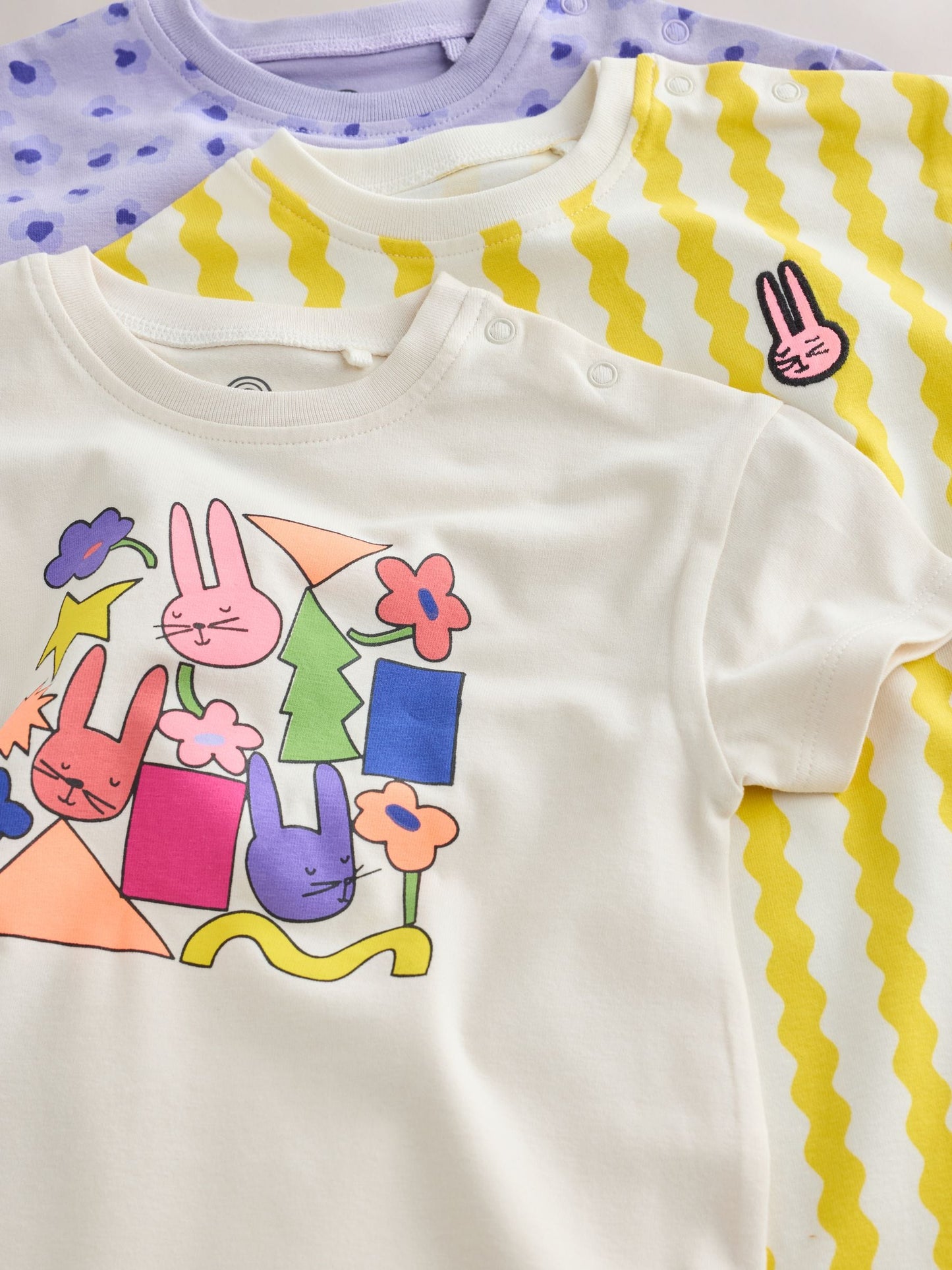 Back Printed Button Through Baby Rompers 3 Pack image 8
