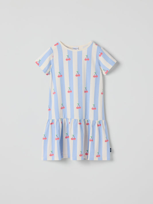 Dsiney Kidz - Polarn O. Pyret Blue Drop Waist Cherry Print Dress image 2