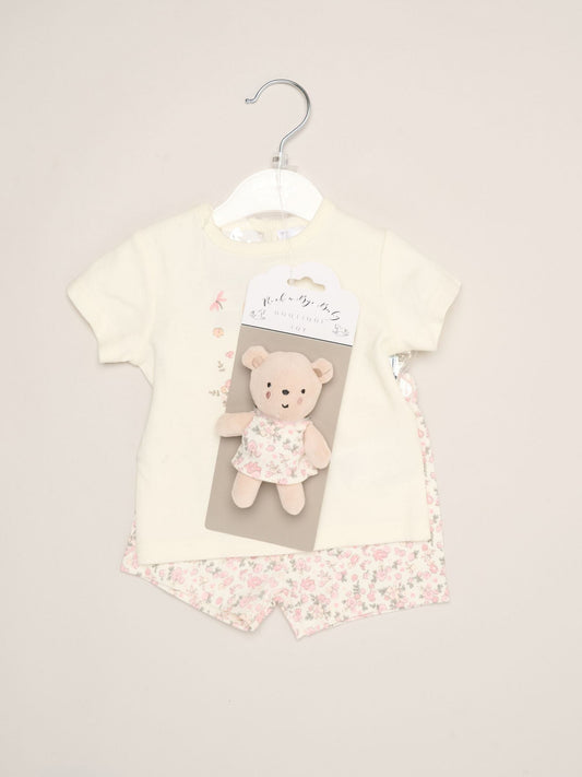 Dsiney Kidz - Rock-A-Bye Baby Boutique Brown Bear Print T-Shirt, Shorts and Plush Toy Outfit Set image 2