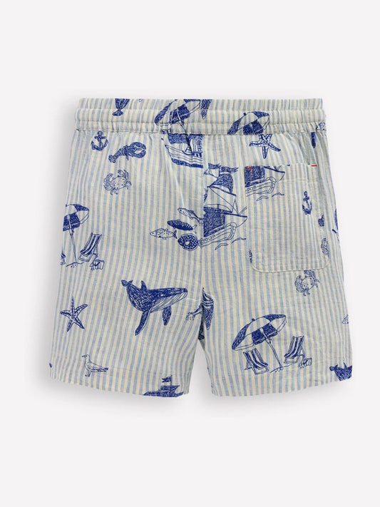 Boden Blue Cotton Linen Blend Shorts image 2