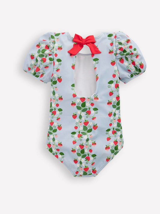 Boden Blue Puff Sleeve Swimsuit image 2