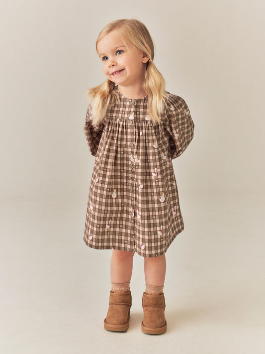Dsiney Kidz - Green Check Long Sleeve 3D Character Dress (3mths-8yrs) image 2