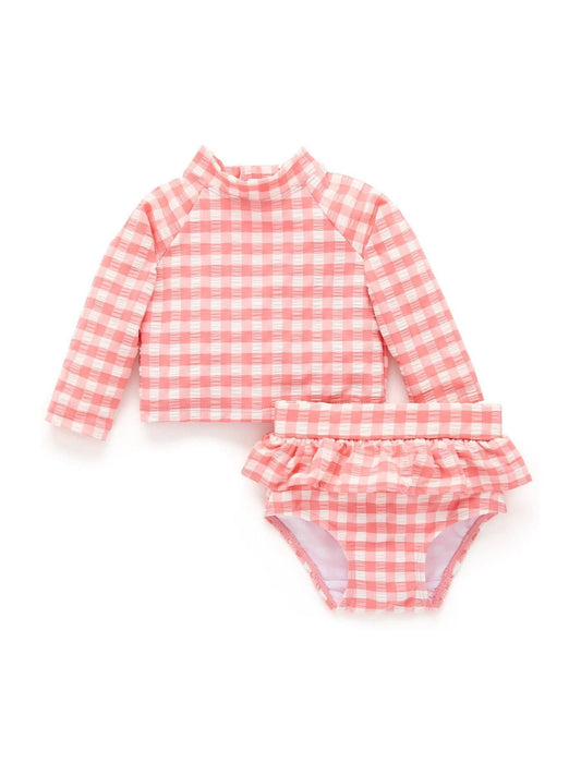 Dsiney Kidz - Purebaby Pink Printed Long Sleeve Rashie Swim Set image 2