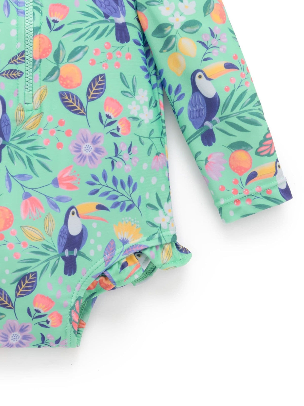 Dsiney Kidz - Purebaby Green Printed Frilly Long Sleeve Swimsuit image 5