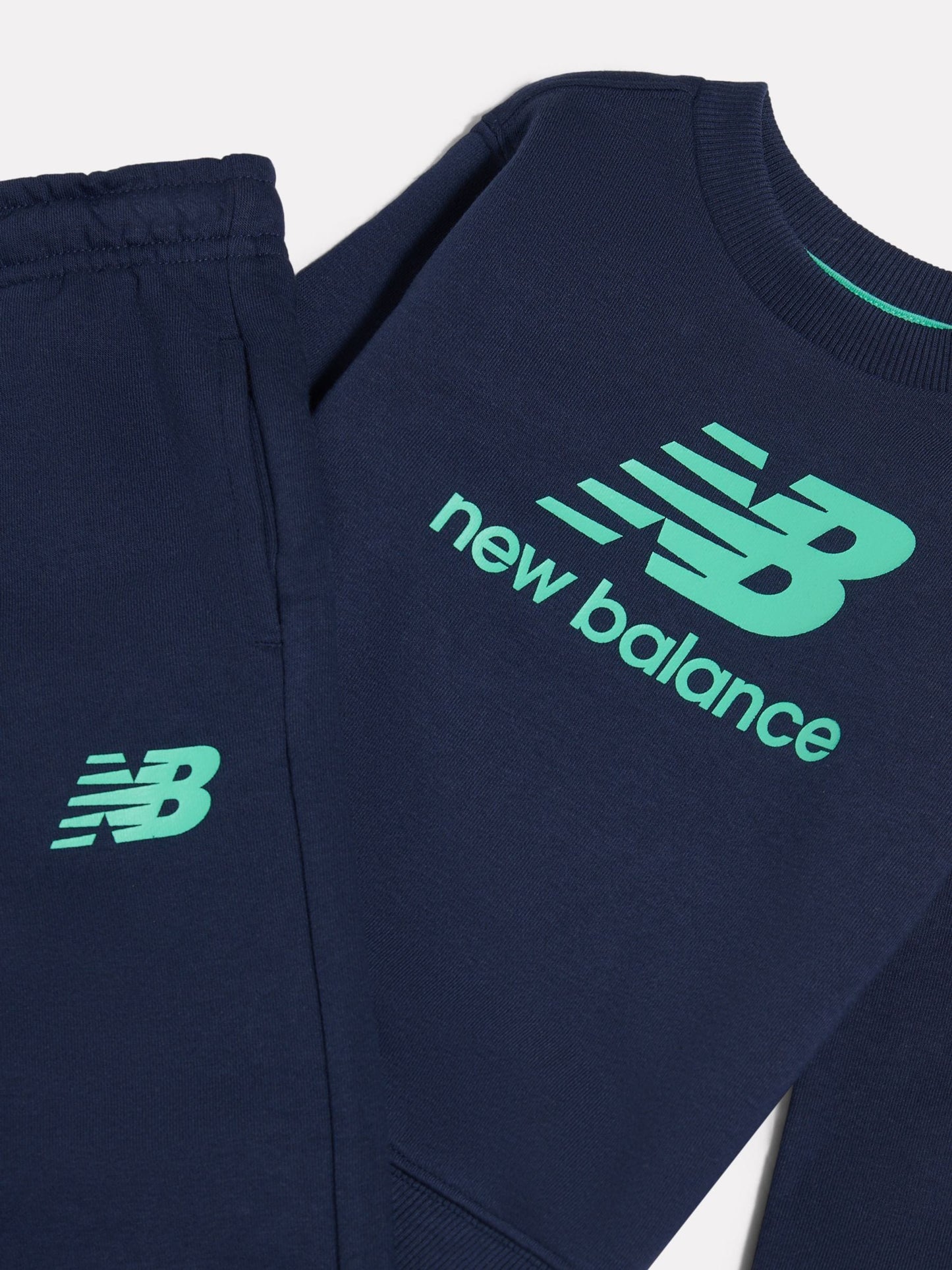 New Balance Blue Stacked Logo Crew Neck Sweat Top & Joggers Set image 3