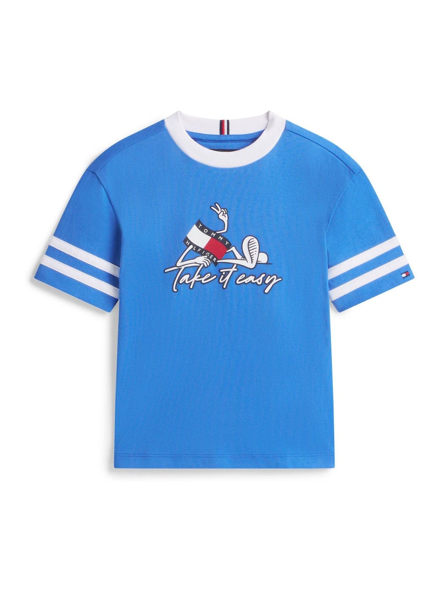 Tommy Hilfiger Blue Wavy Flag Graphic Jersey T-Shirt image 5