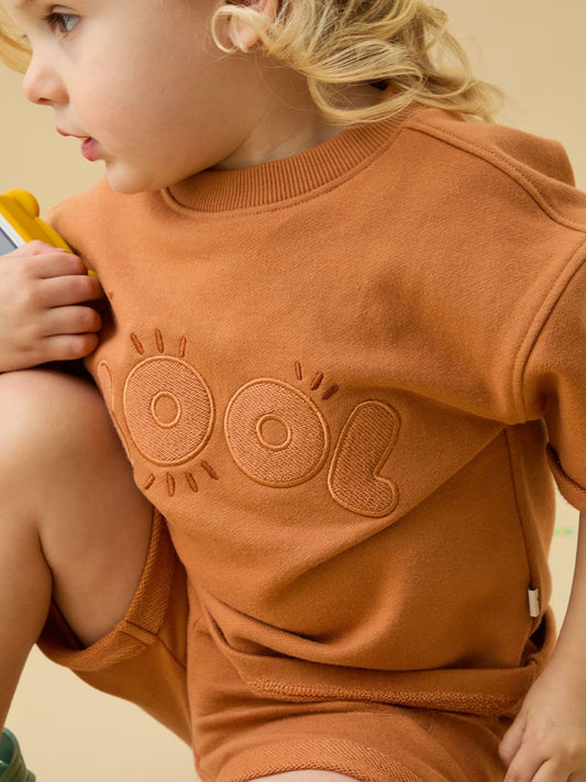 Dsiney Kidz - KIDLY by MORI Brown Kool Oversized Loopback Soft Cotton T-Shirt image 2
