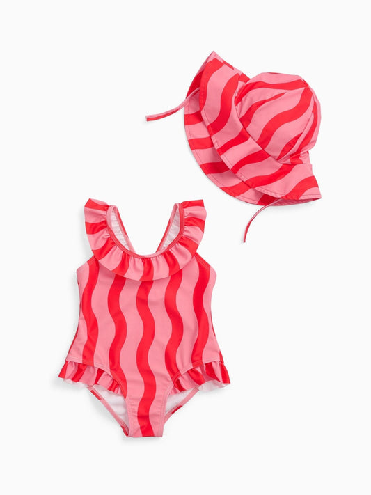 Dsiney Kidz - KIDLY by MORI Pink Frill Neck Soft Swimsuit image 2