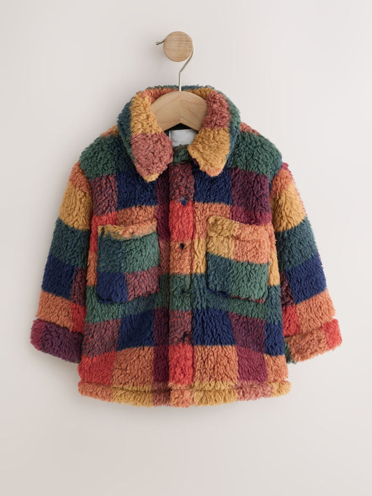 Disney Kidz - Multi Coloured Check Borg Fleece Shacket (3mths-7yrs) image 1