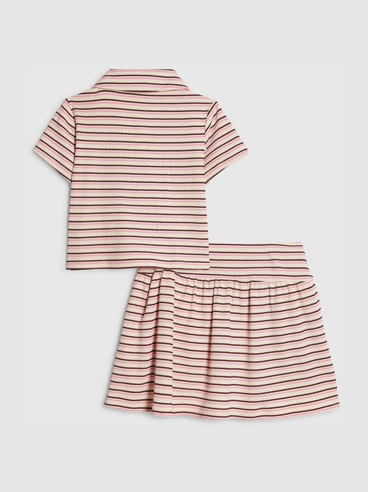 Dsiney Kidz - River Island Pink Stripe Polo Shirt & Skirt Set image 2