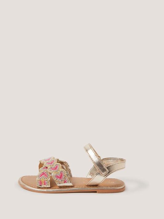 Dsiney Kidz - Monsoon Pink Heart Beaded Sandals image 2