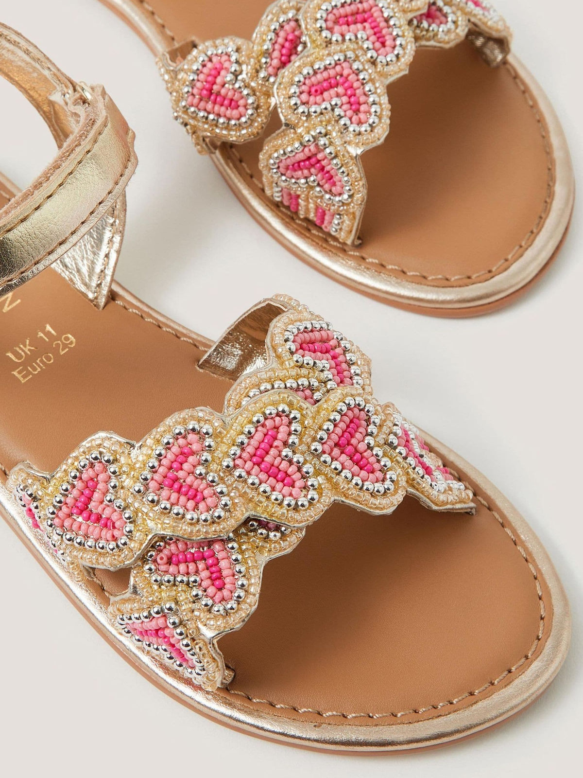 Dsiney Kidz - Monsoon Pink Heart Beaded Sandals image 3