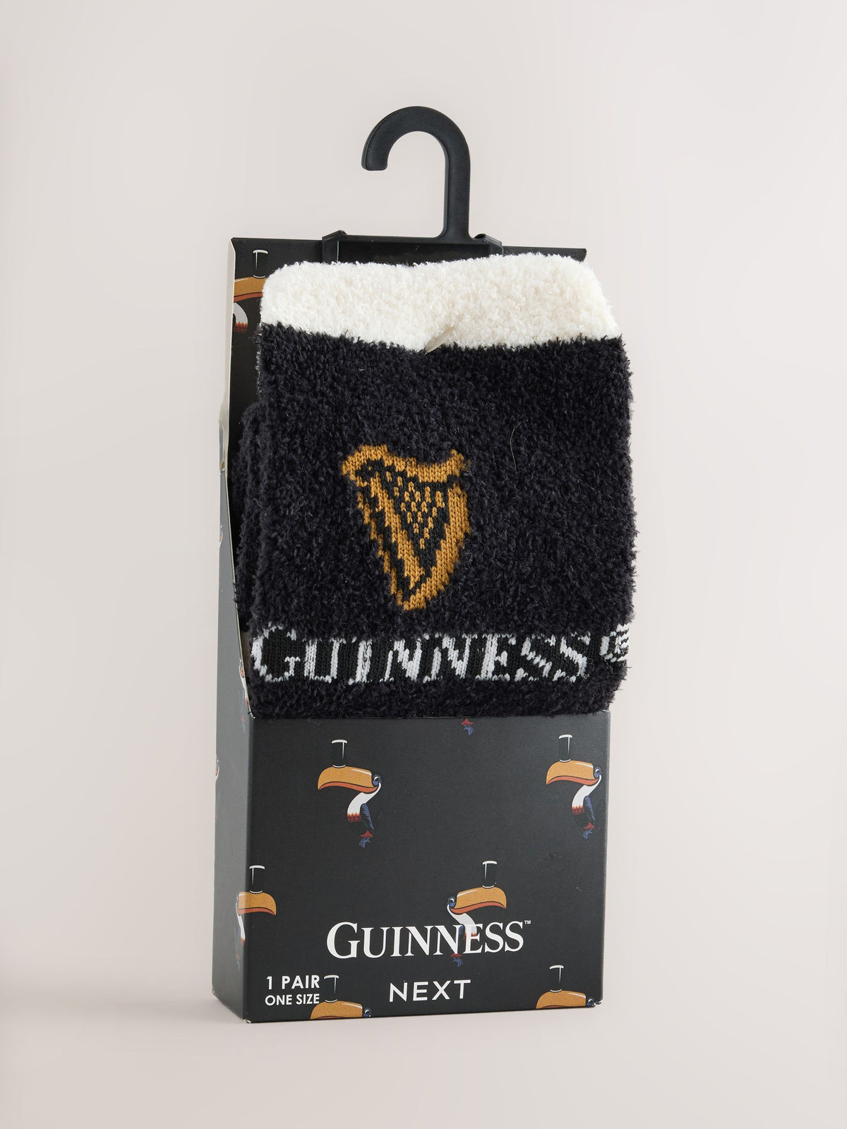 Black/White Guinness Fluffy Novelty Socks in Box 1 Pack - image 6