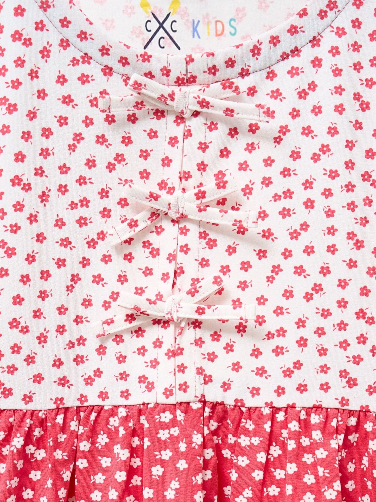 Crew Clothing Pink Floral Printed Bow Detailed Jersey Dress image 3