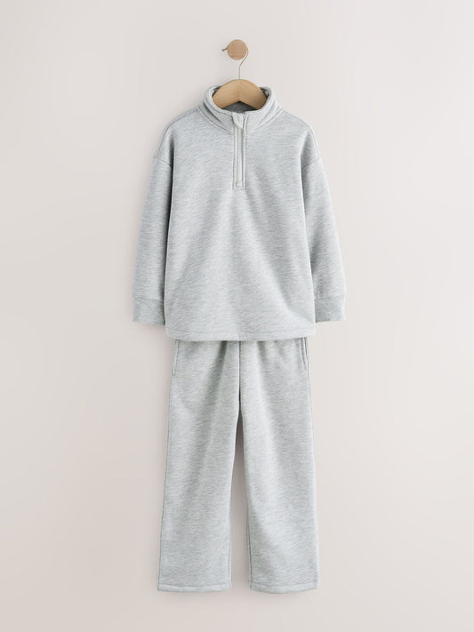 Grey Zip Neck Lounge Joggers Set (3-16yrs) - image 1