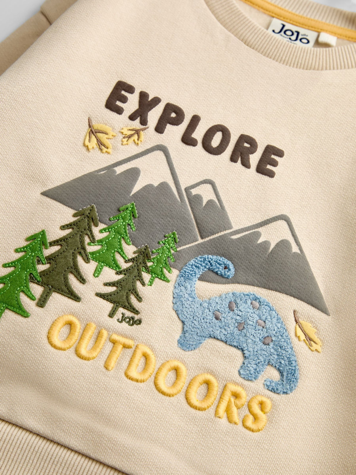 Dsiney Kidz - JoJo Maman Bébé Natural Dino Slogan Sweatshirt image 4