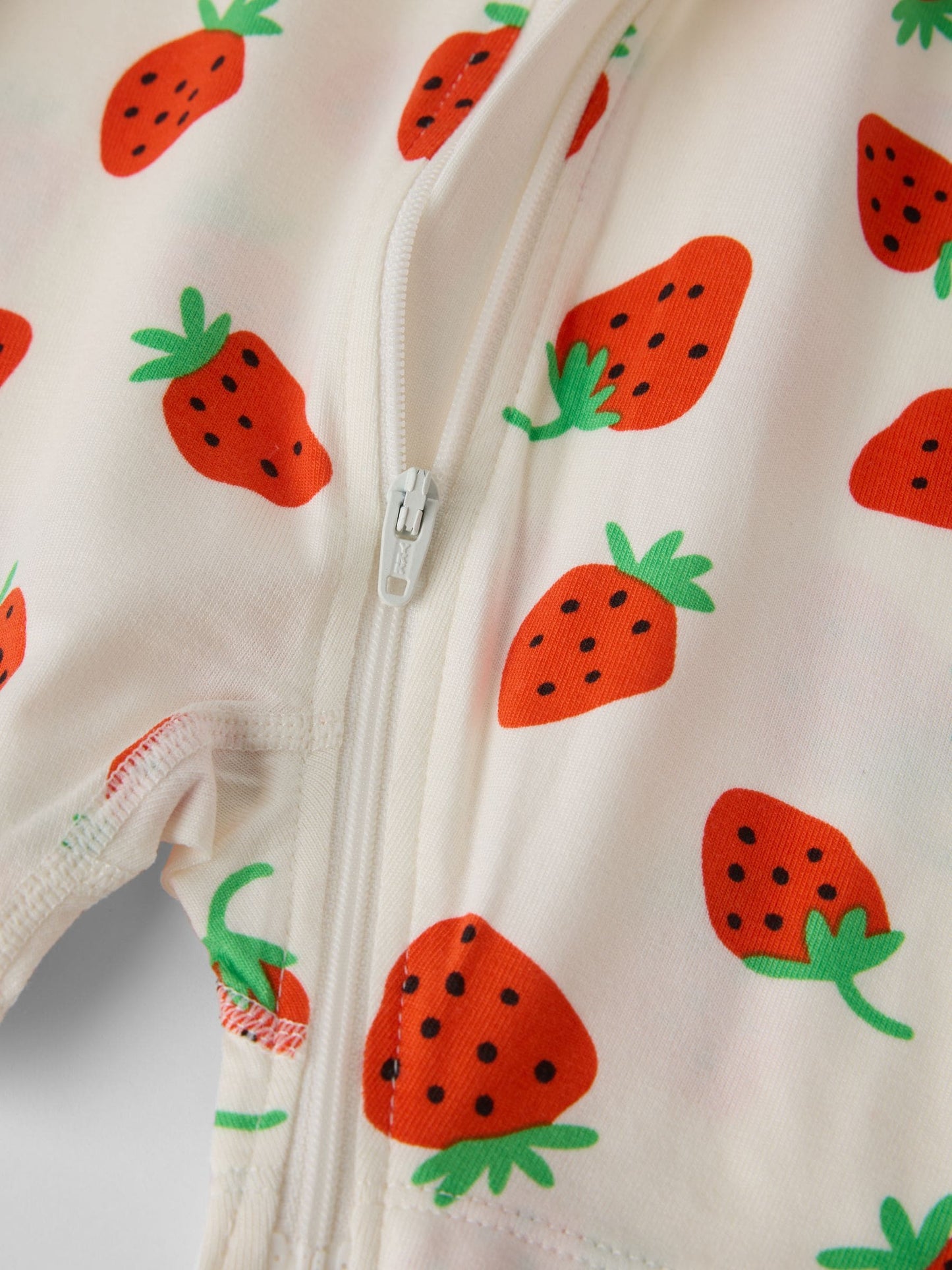 Polarn O. Pyret Cream Strawberry Print Short Sleepsuit image 3