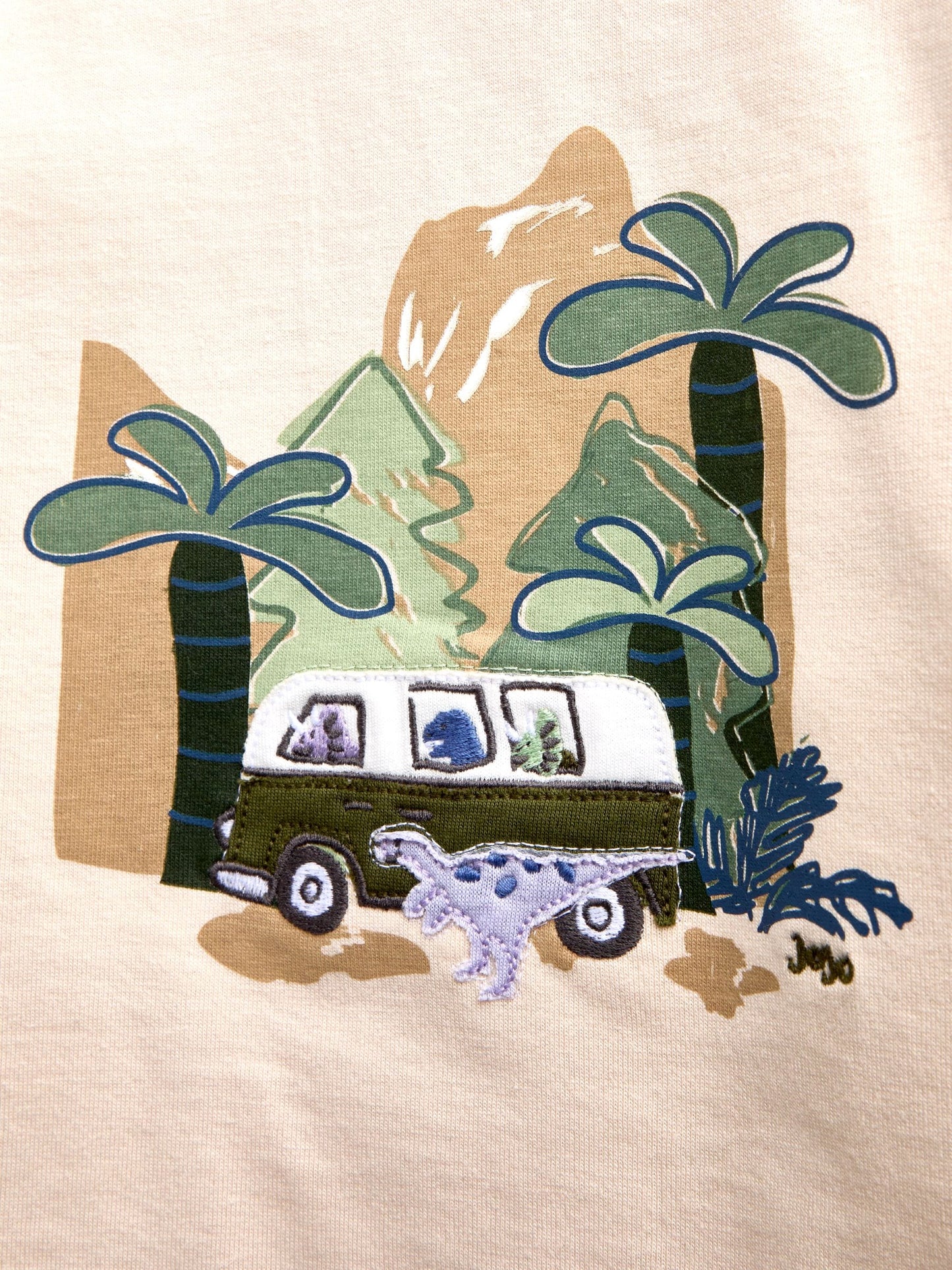 Dsiney Kidz - JoJo Maman Bébé Natural Dino Caravan Double Sleeve Top image 4