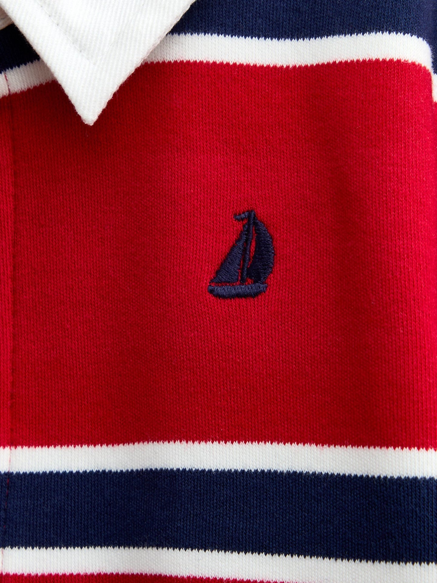 Dsiney Kidz - JoJo Maman Bébé Bright Red Stripe Classic Rugby Top image 4
