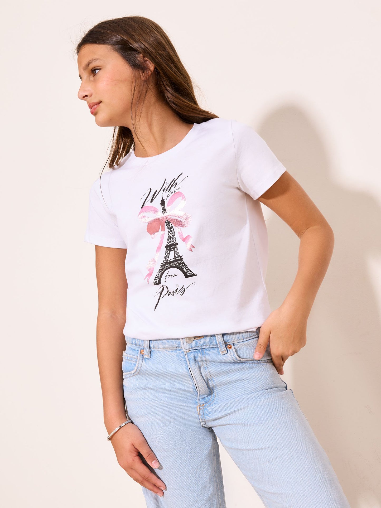 Dsiney Kidz - Lipsy White Paris Graphic T-Shirt (5-16yrs) image 5